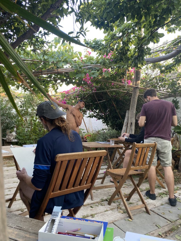 Life Drawing session in Sardinia at Limolo House 56 Green